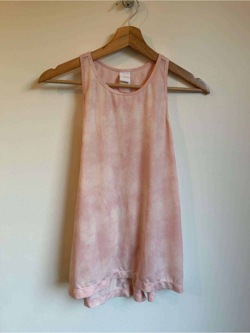 Lolë Women's Pink Cloud Tie Dye Split Back Activewear Tank Top S